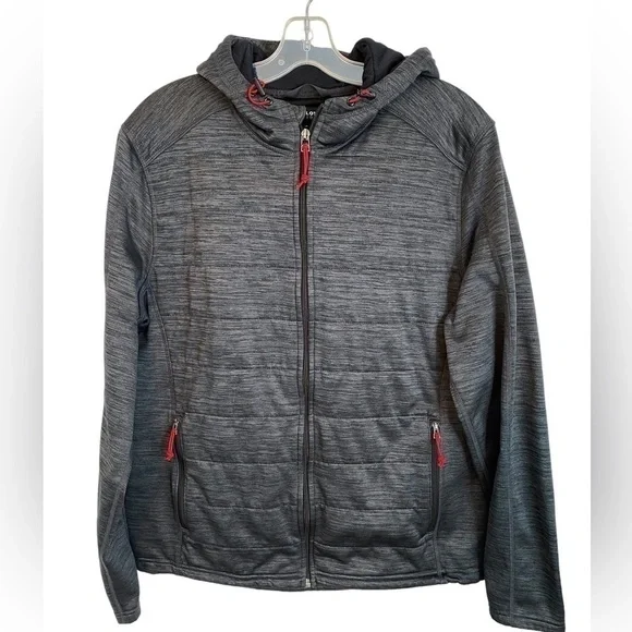 BC Clothing Expedition Heathered Grey Mountain Hooded Jacket Mens LG - Picture 1 of 15
